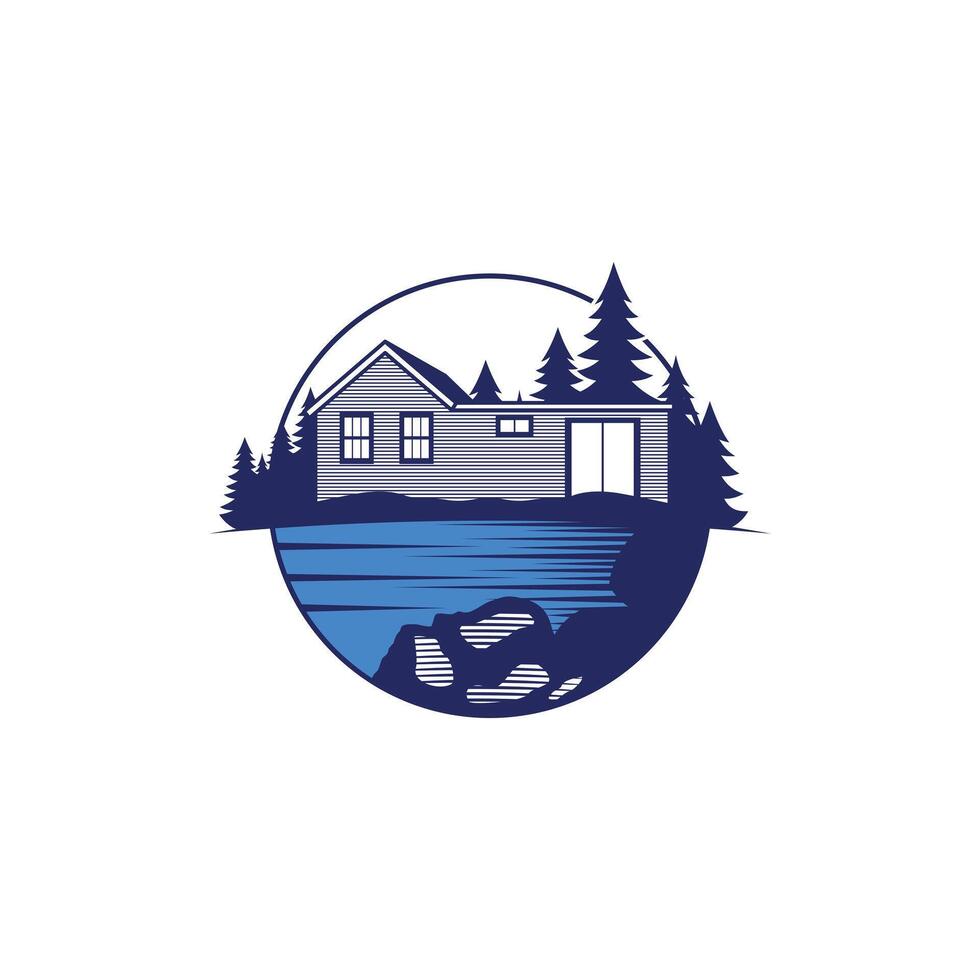 Home Lake Outdoor in Circle illustration design template vector