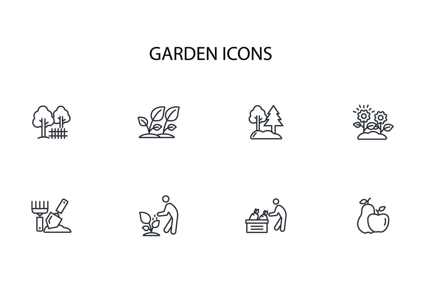 garden icon set..Editable stroke.linear style sign for use web design,logo.Symbol illustration. vector