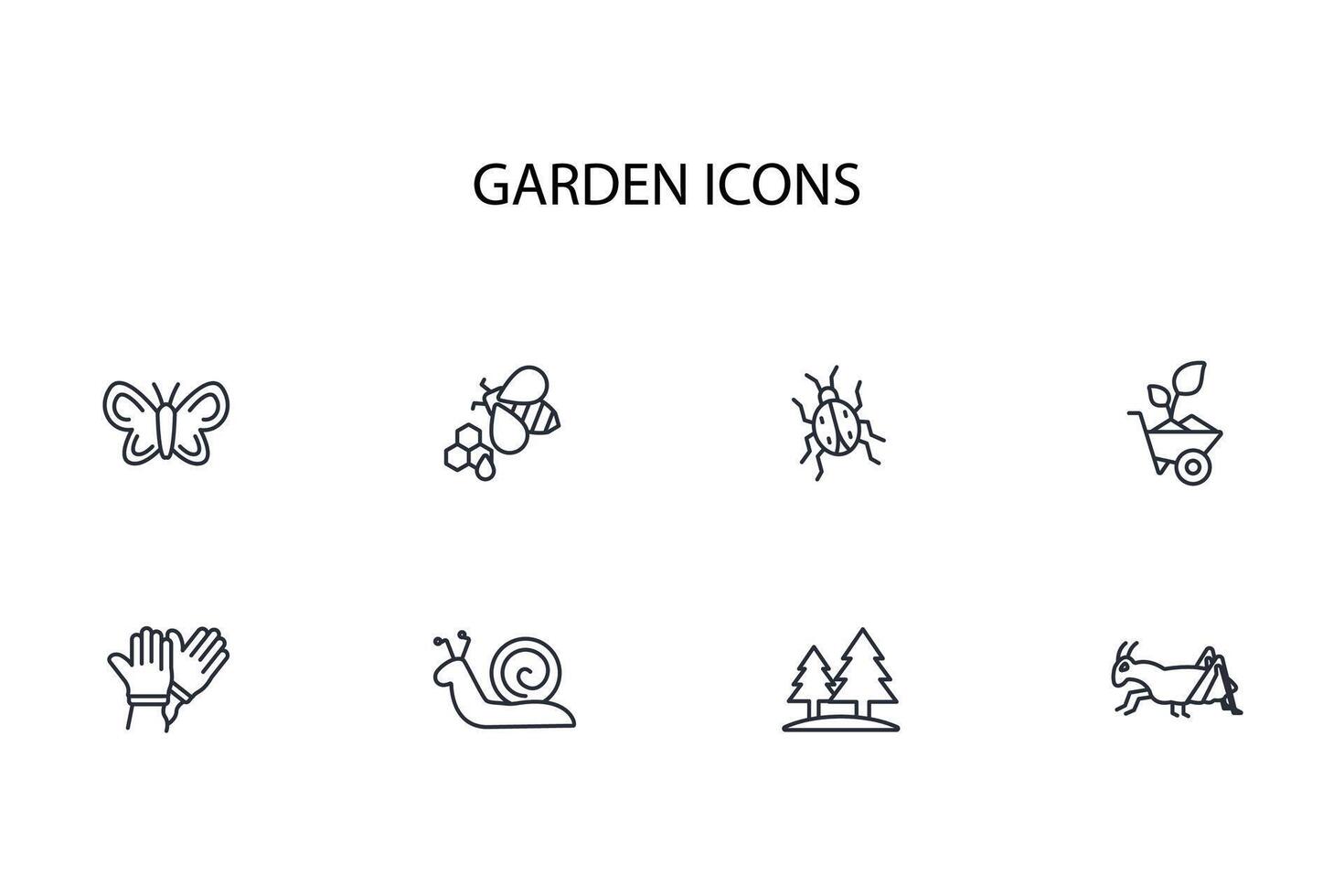 garden icon set..Editable stroke.linear style sign for use web design,logo.Symbol illustration. vector
