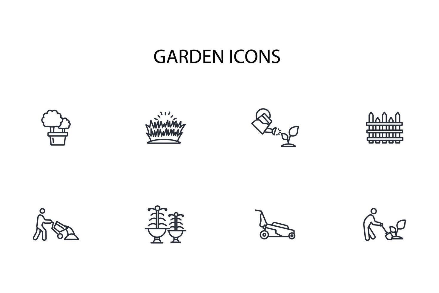 garden icon set..Editable stroke.linear style sign for use web design,logo.Symbol illustration. vector