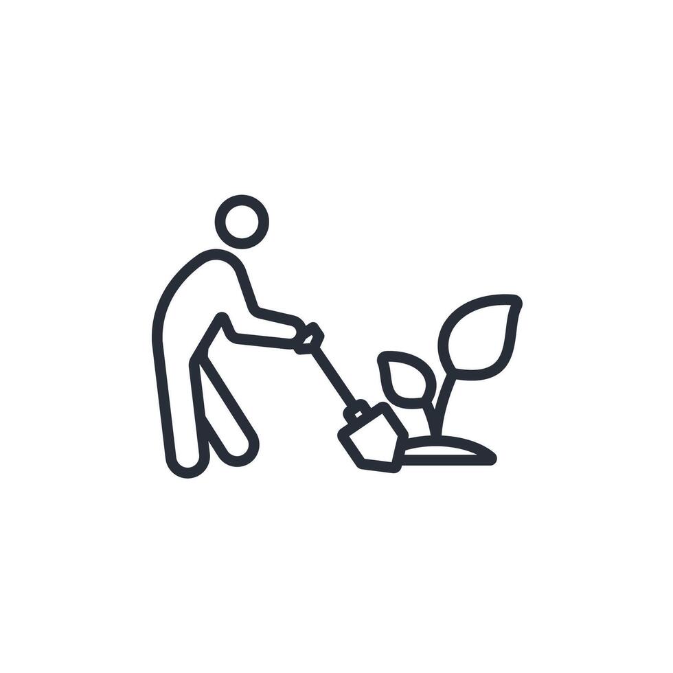 gardener man icon. .Editable stroke.linear style sign for use web design,logo.Symbol illustration. vector