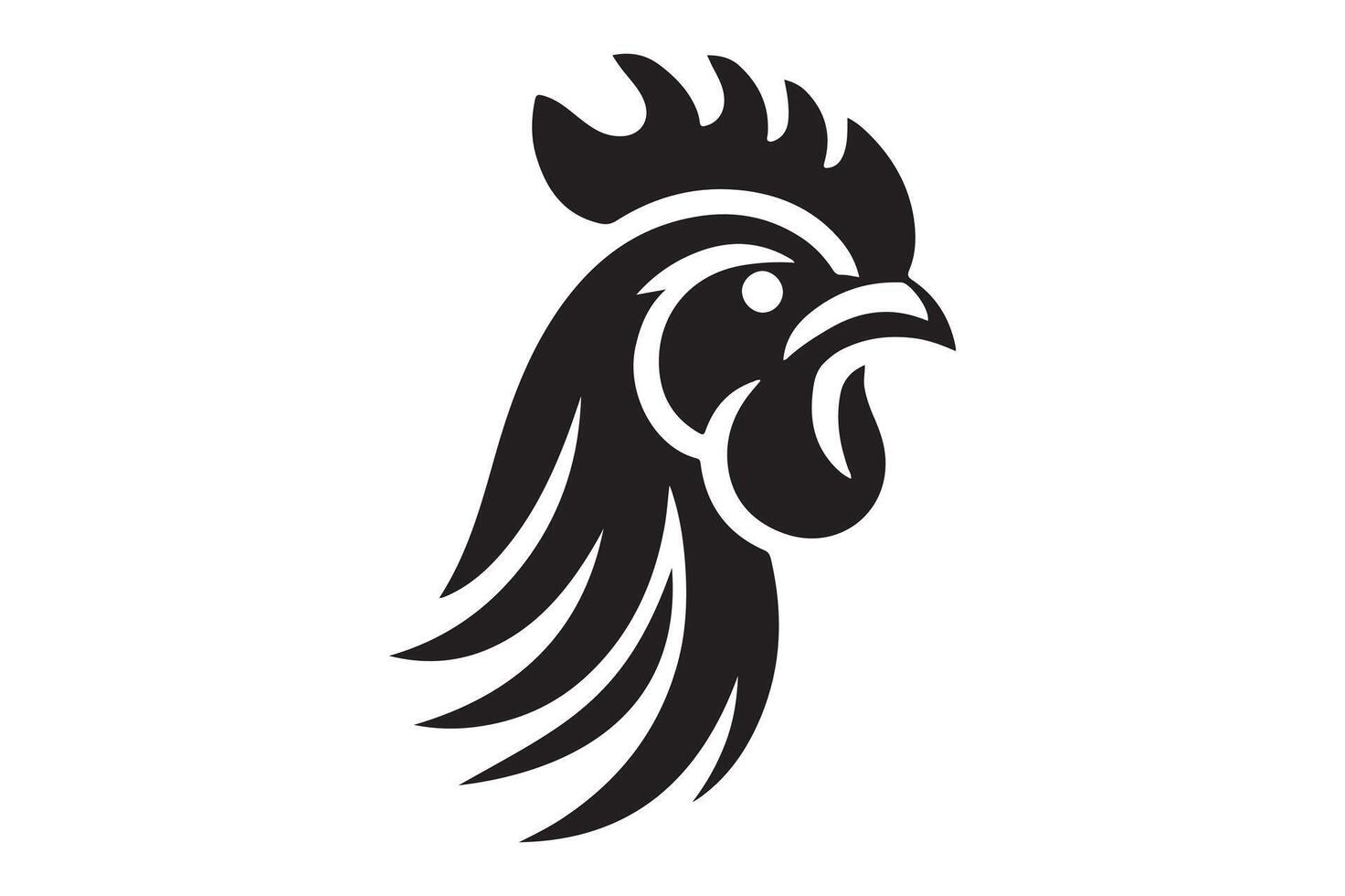 Chicken Head logo icon silhouette Illustration, simple art style vector