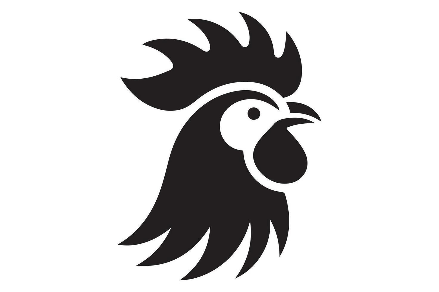 Chicken Head logo icon silhouette Illustration, simple art style vector