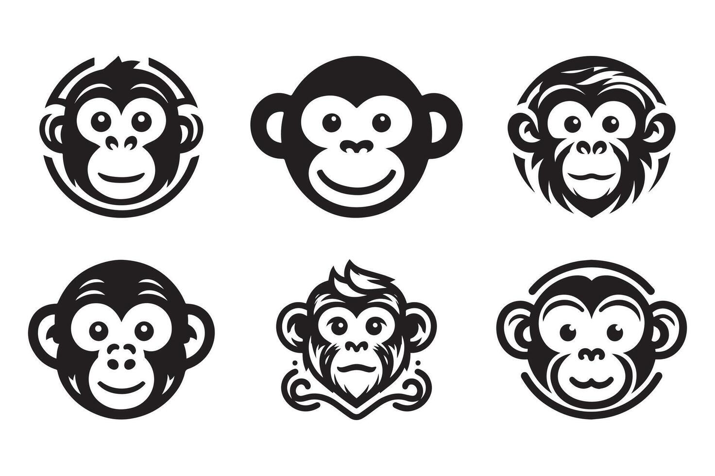 Monkey head logo icon silhouette illustration vector
