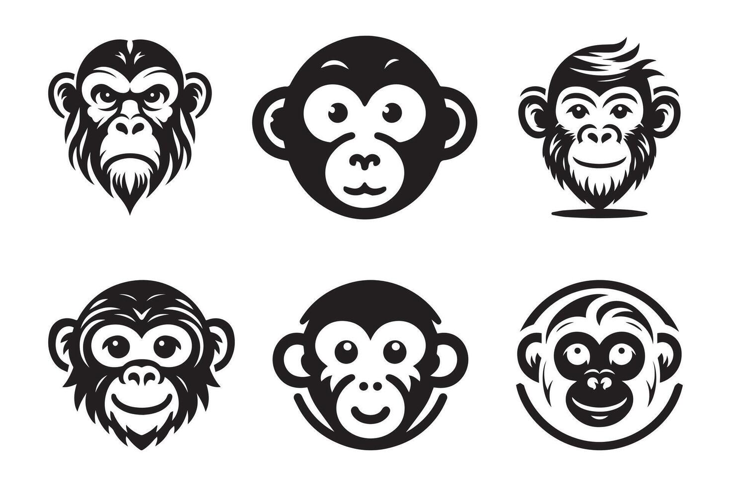 Monkey head logo icon silhouette illustration vector
