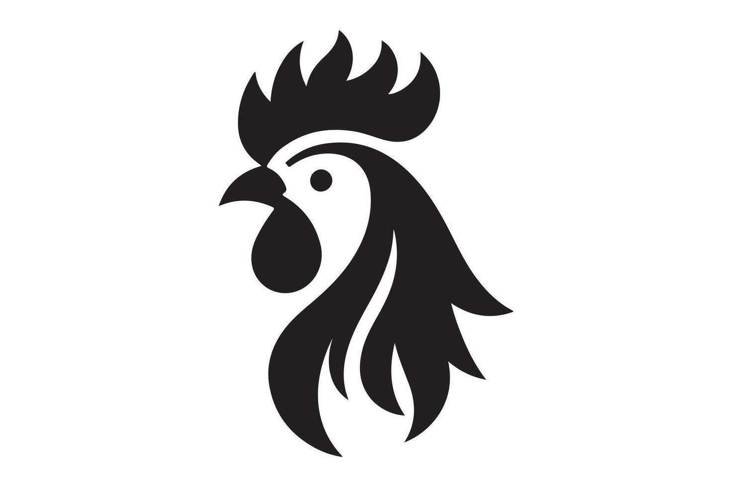 Chicken Head logo icon silhouette Illustration, simple art style vector
