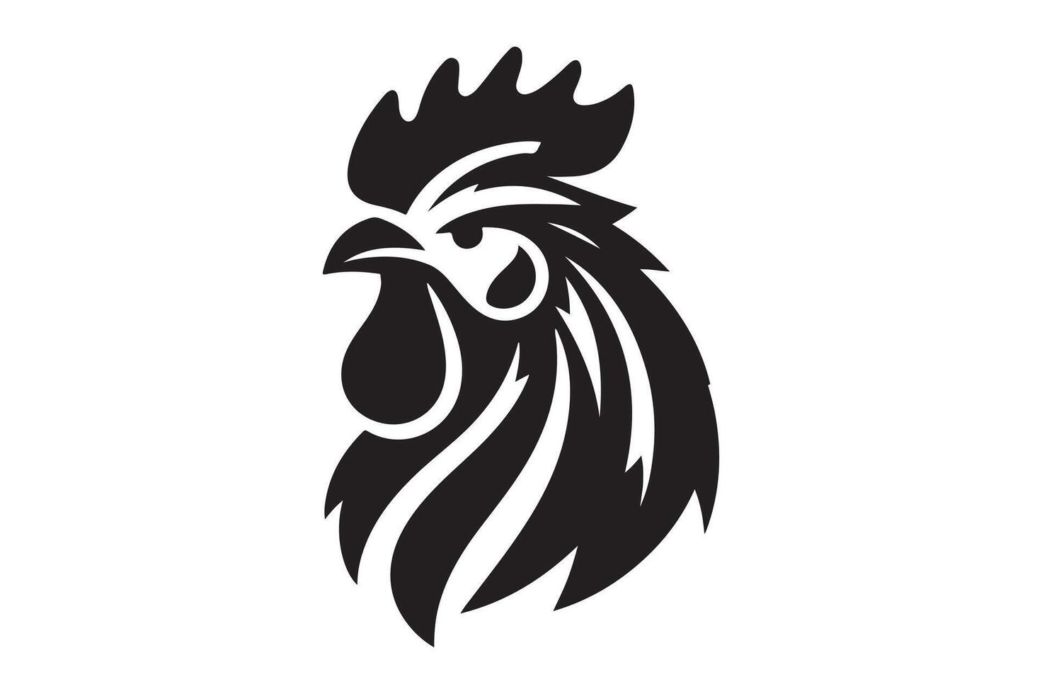 Chicken Head logo icon silhouette Illustration, simple art style vector