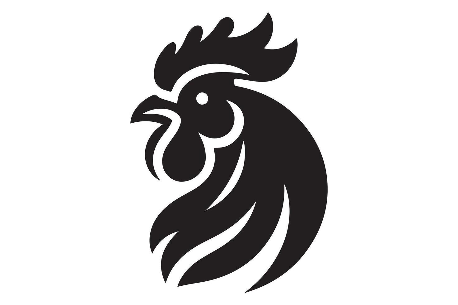 Chicken Head logo icon silhouette Illustration, simple art style vector