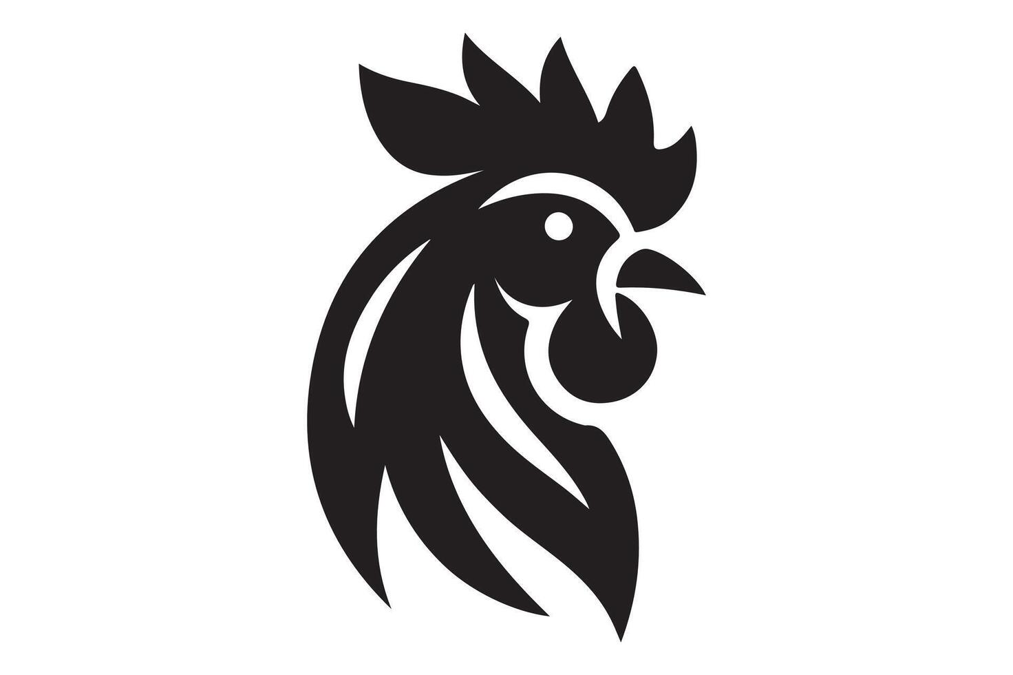 Chicken Head logo icon silhouette Illustration, simple art style vector