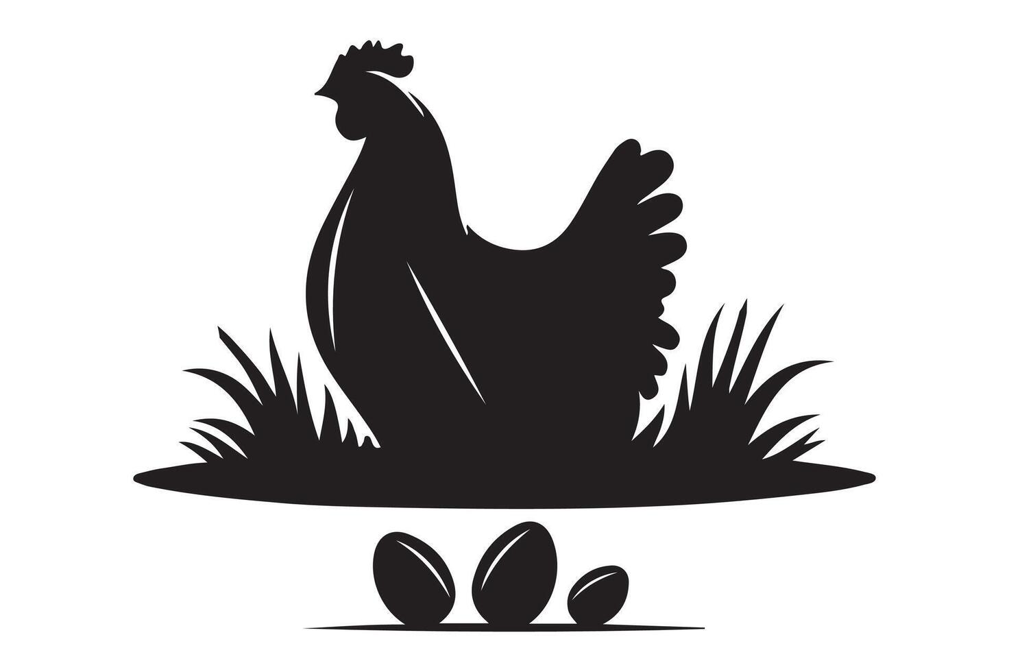 Chicken silhouette Illustration, simple art style vector