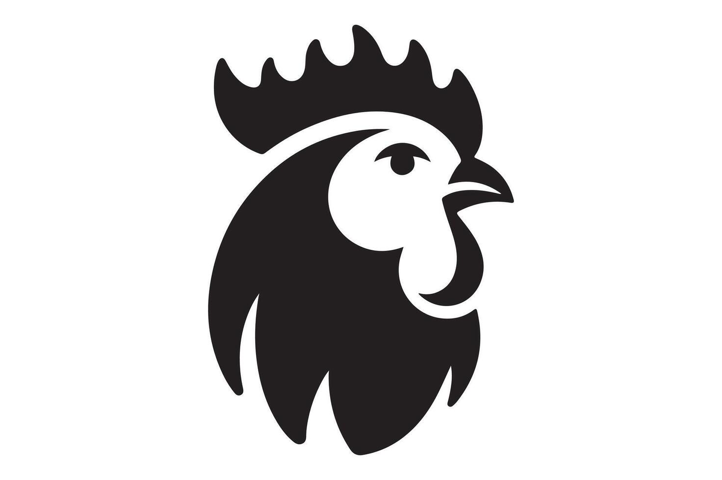Chicken Head logo icon silhouette Illustration, simple art style vector