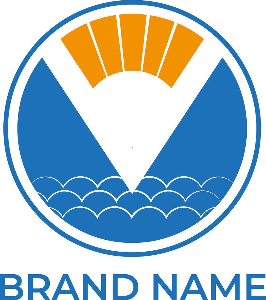 OV letter initial sea and beach logo vector