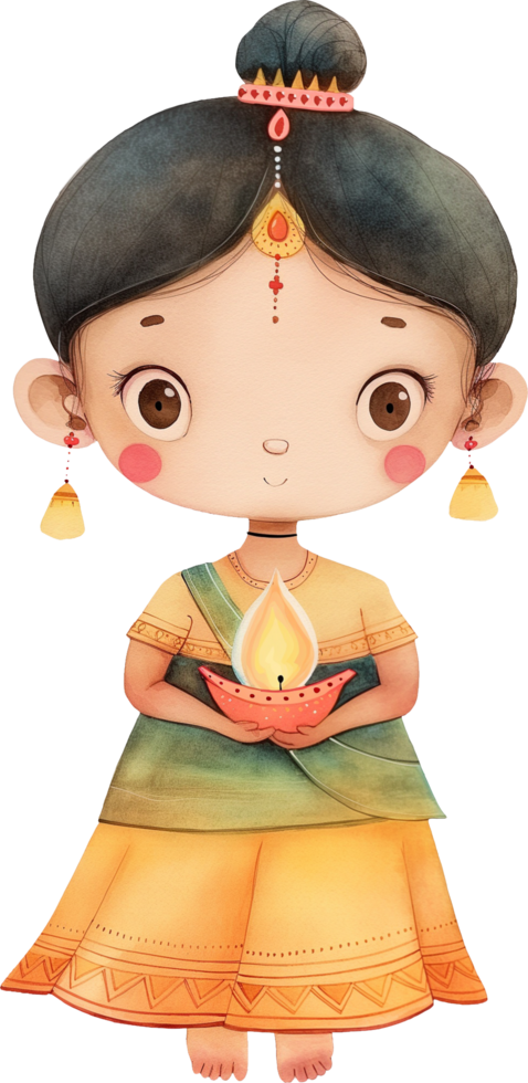 Cute Dhumavati God holding Diwali lamp png