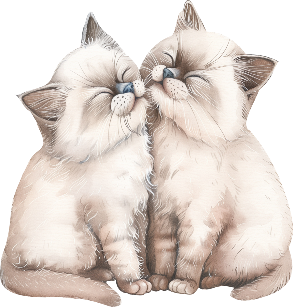 Two Ragdoll Kittens kiss each other png