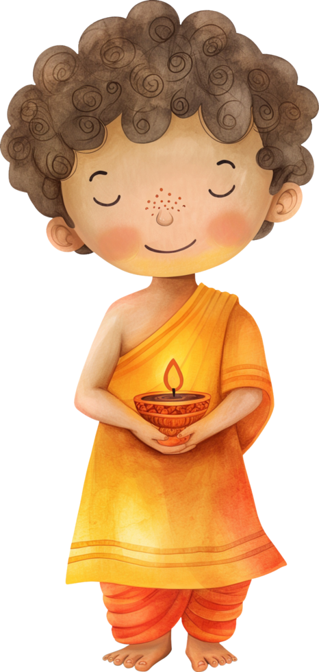 Cute Buddhi God holding Diwali lamp png