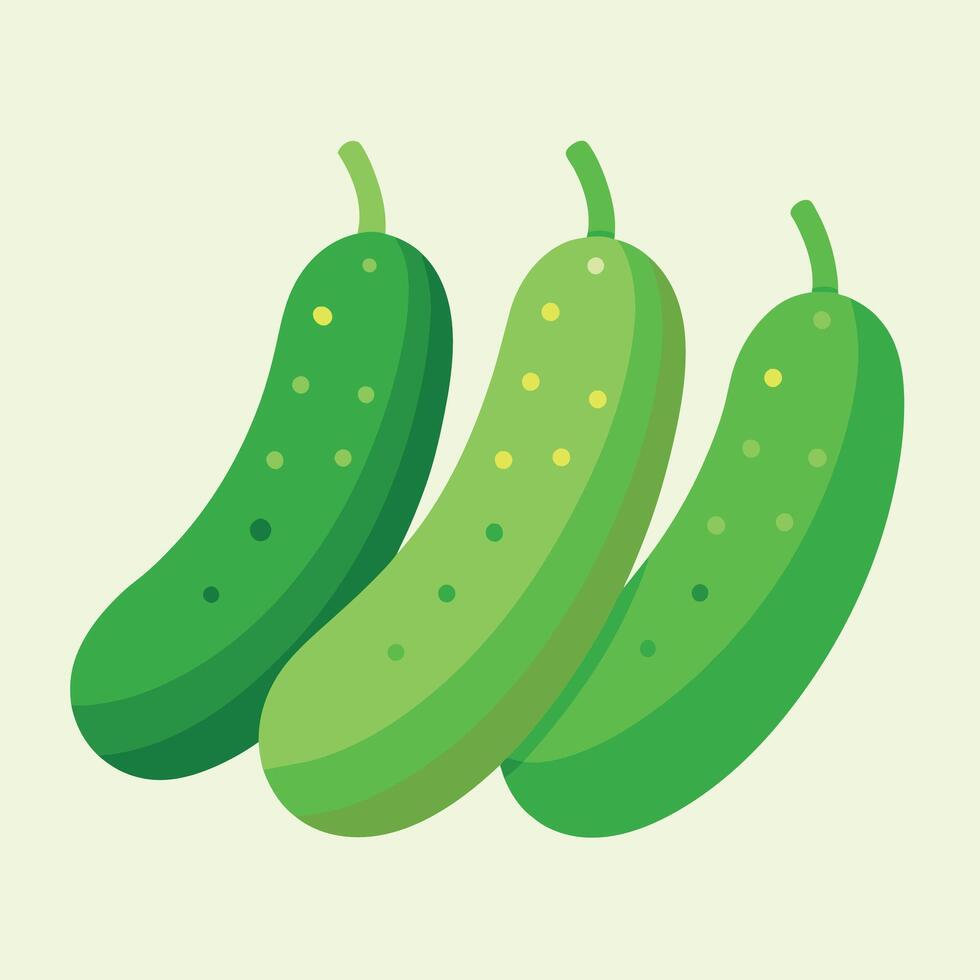 Cucumbers vegetable art illustration flat style vector