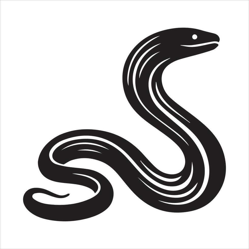 Eel Fish Outline Graphic - Fish Clipart illustration in black and white vector