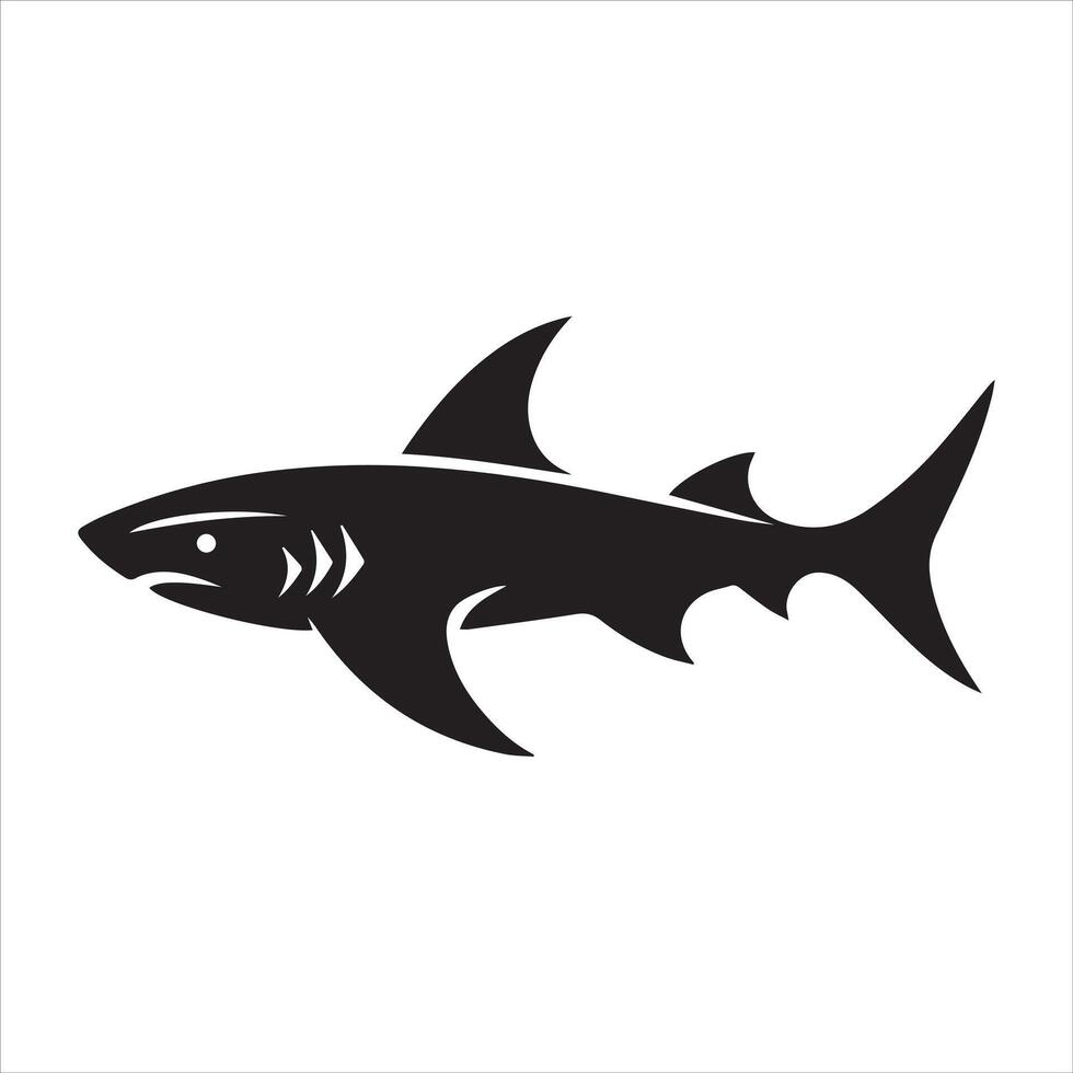 Dogfish sharks Fish Silhouette - Fish Clipart illustration in black and white vector