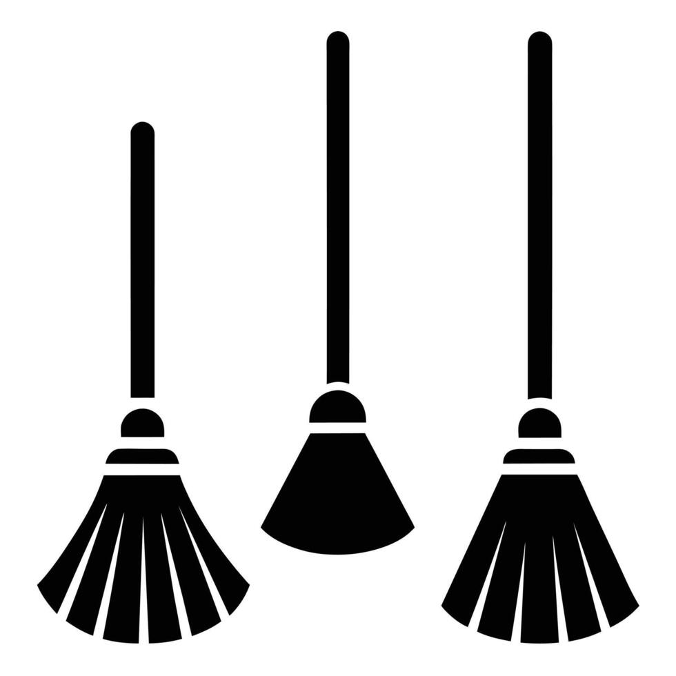 Broom icons sketch art illustration silhouette vector