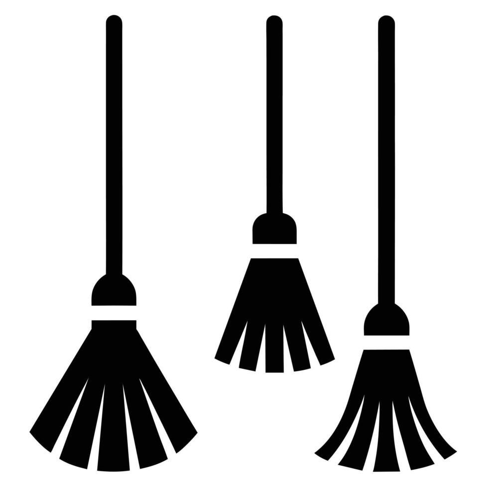 Broom icons sketch art illustration silhouette vector