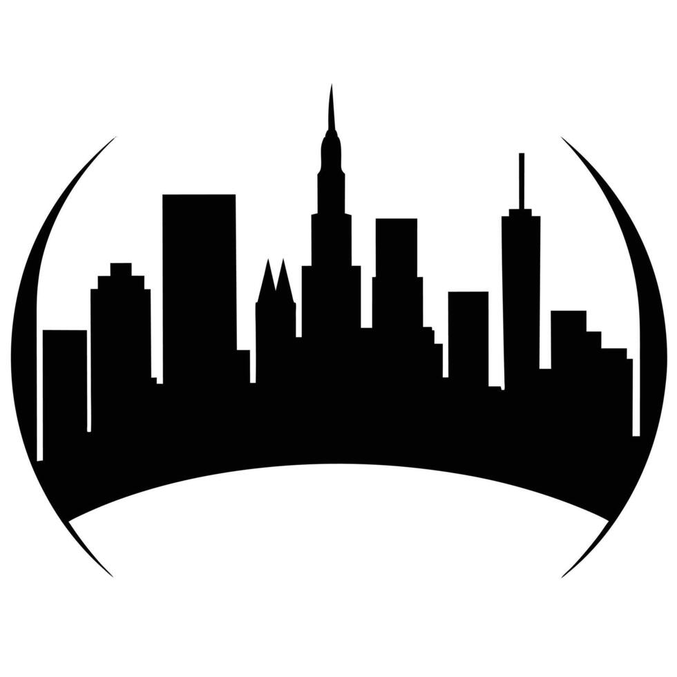 City Skyline Silhouette featuring high resolution on a white background vector