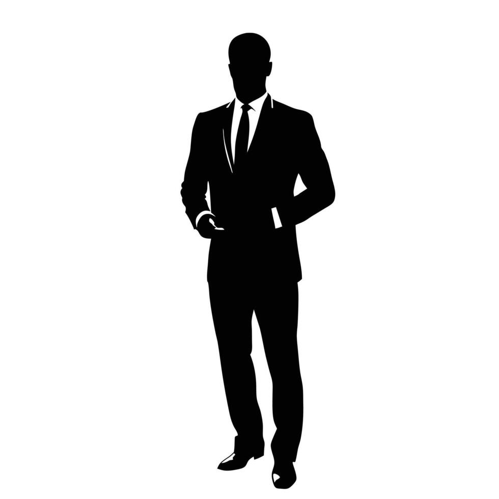 Business man stand with stylish pose silhouette vector