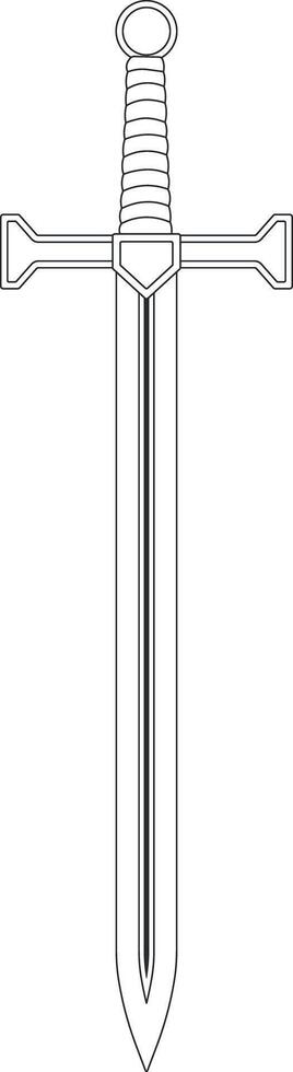 sword drawing with black outline without background vector
