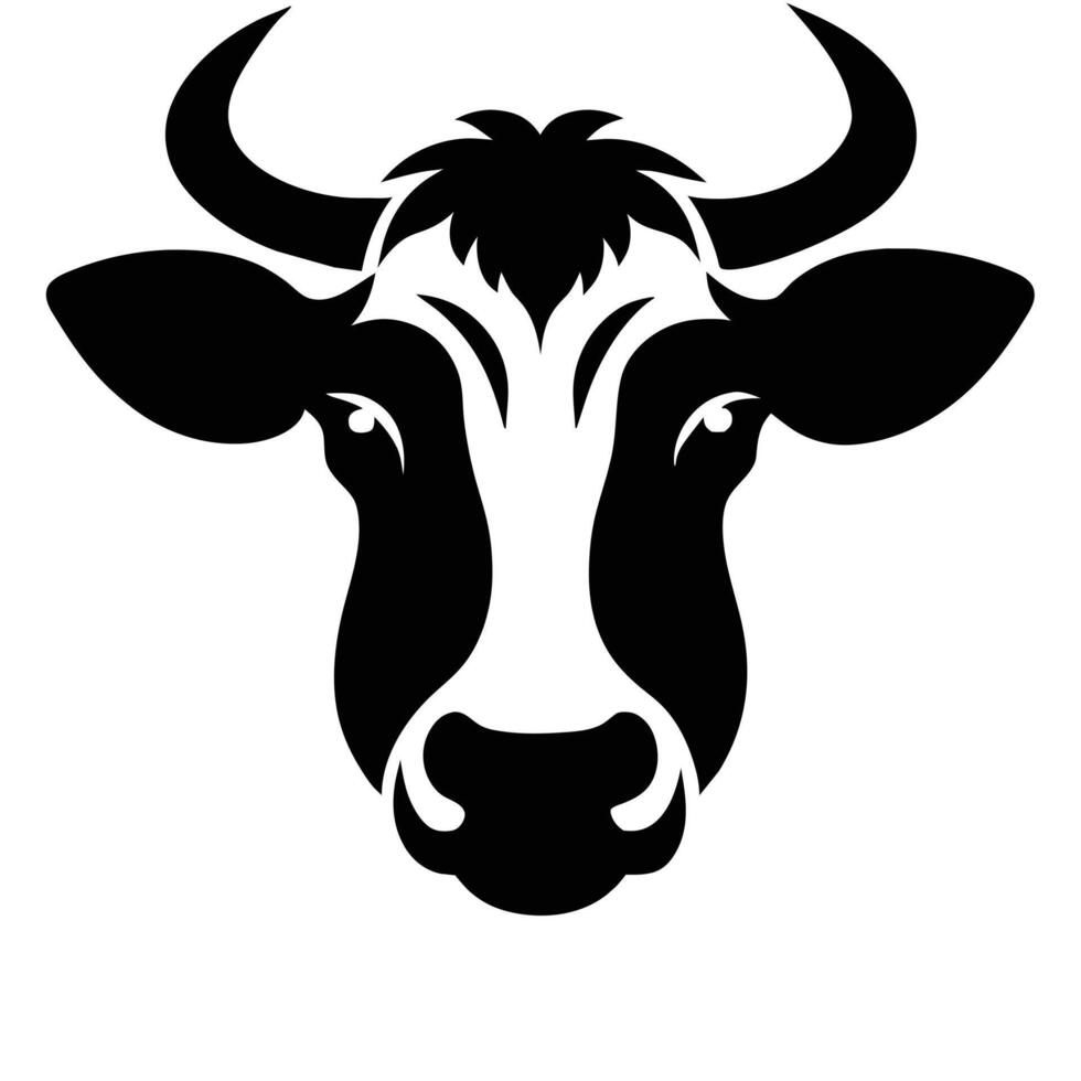 Cow Face silhouette white background vector