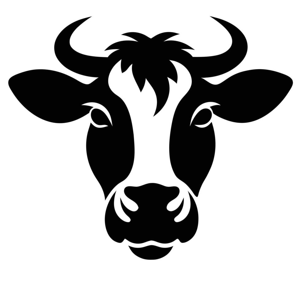 Cow Face silhouette white background vector
