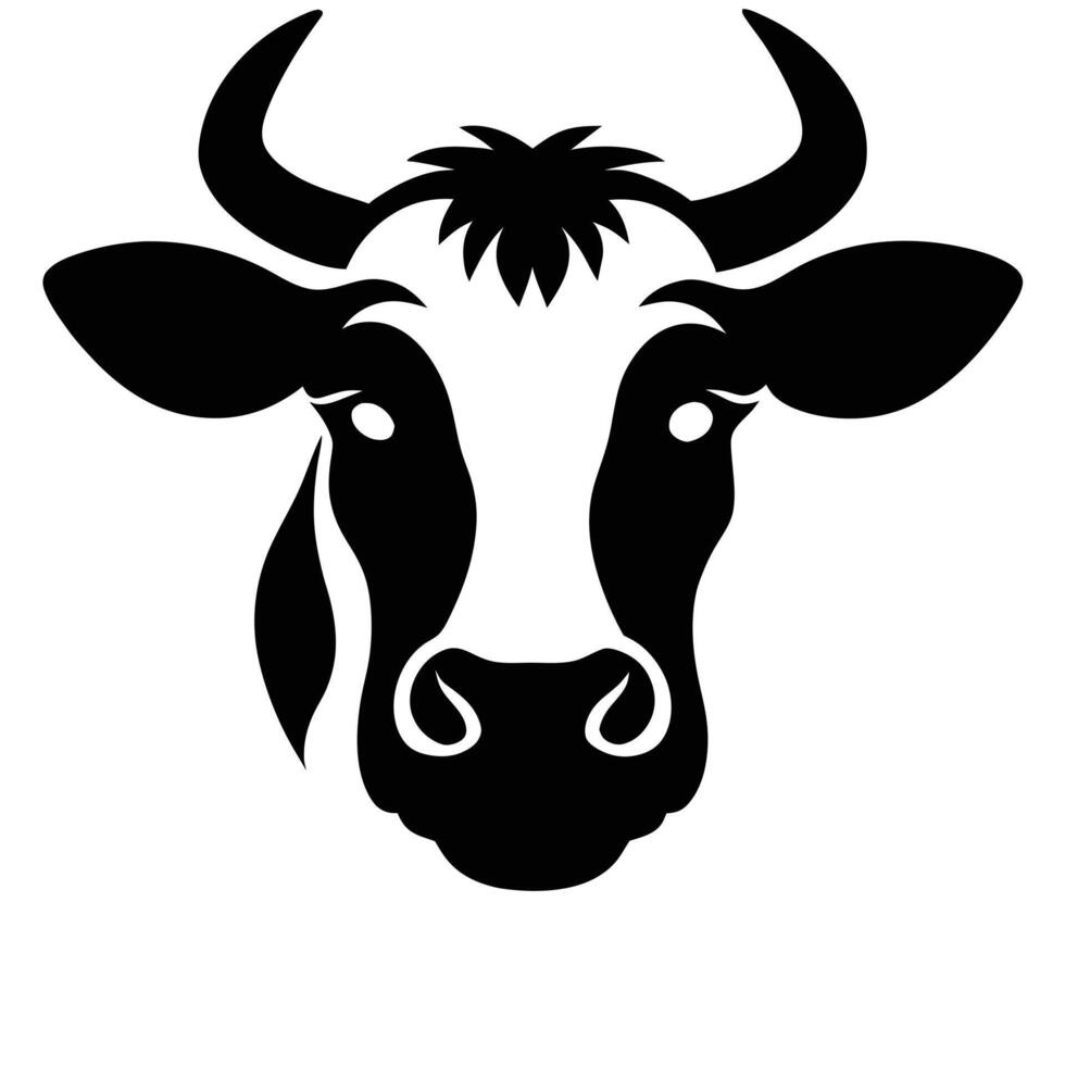 Cow Face silhouette white background vector