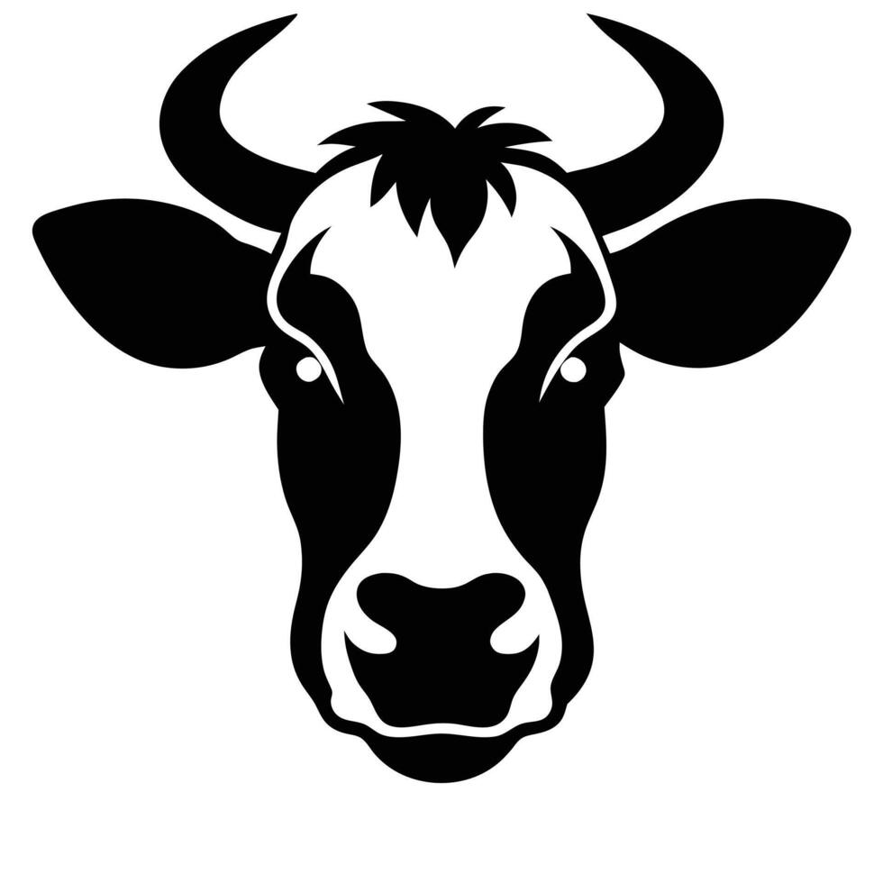 Cow Face silhouette white background vector