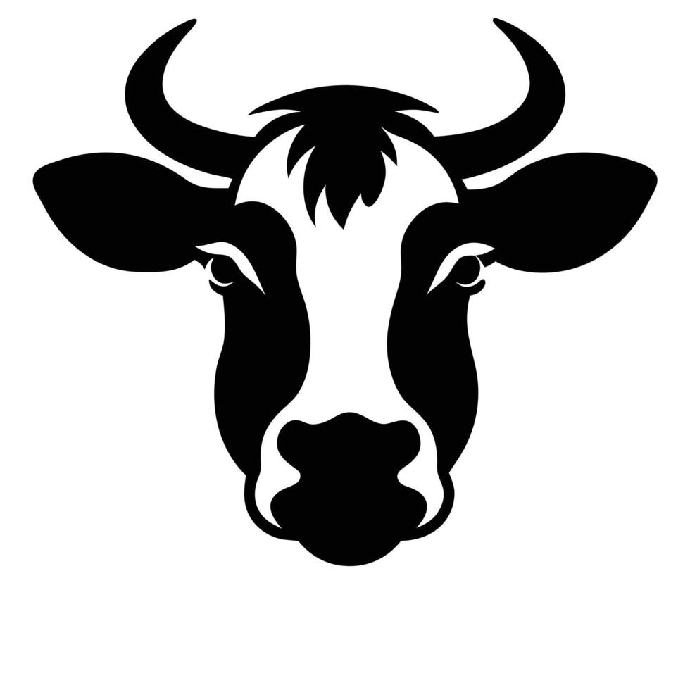 Cow Face silhouette white background vector
