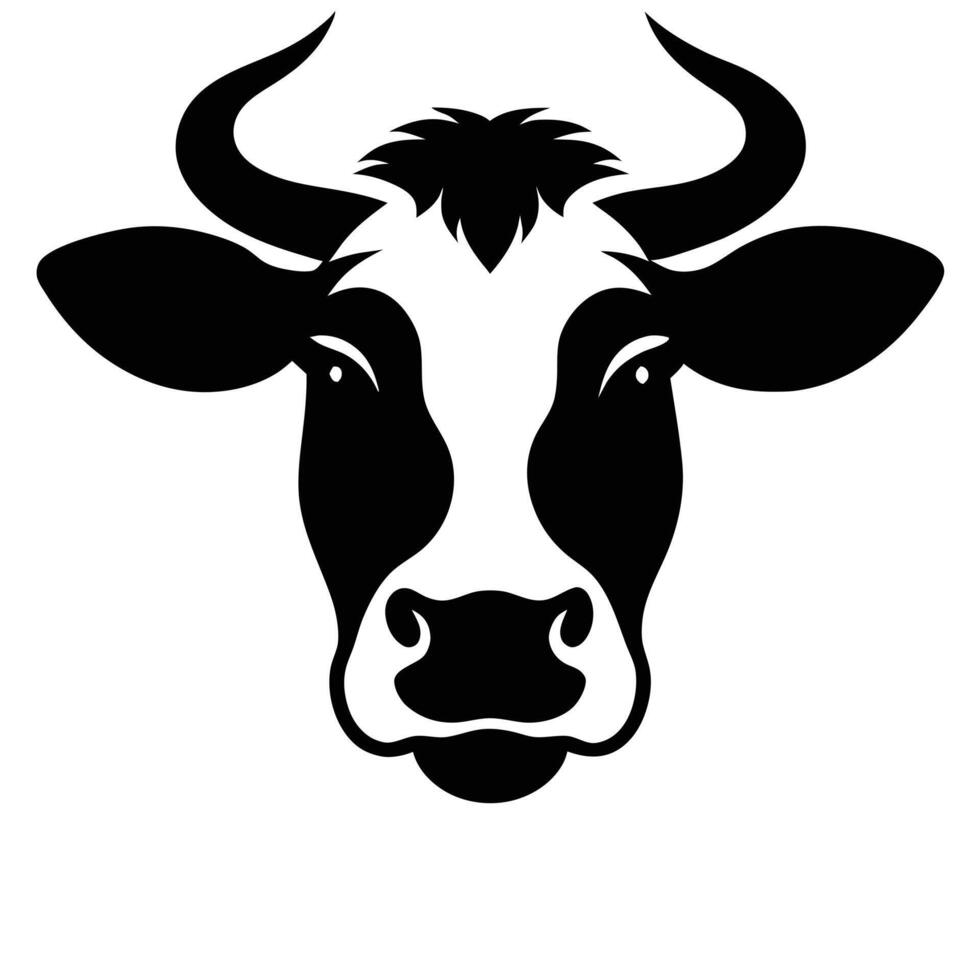 Cow Face silhouette white background vector