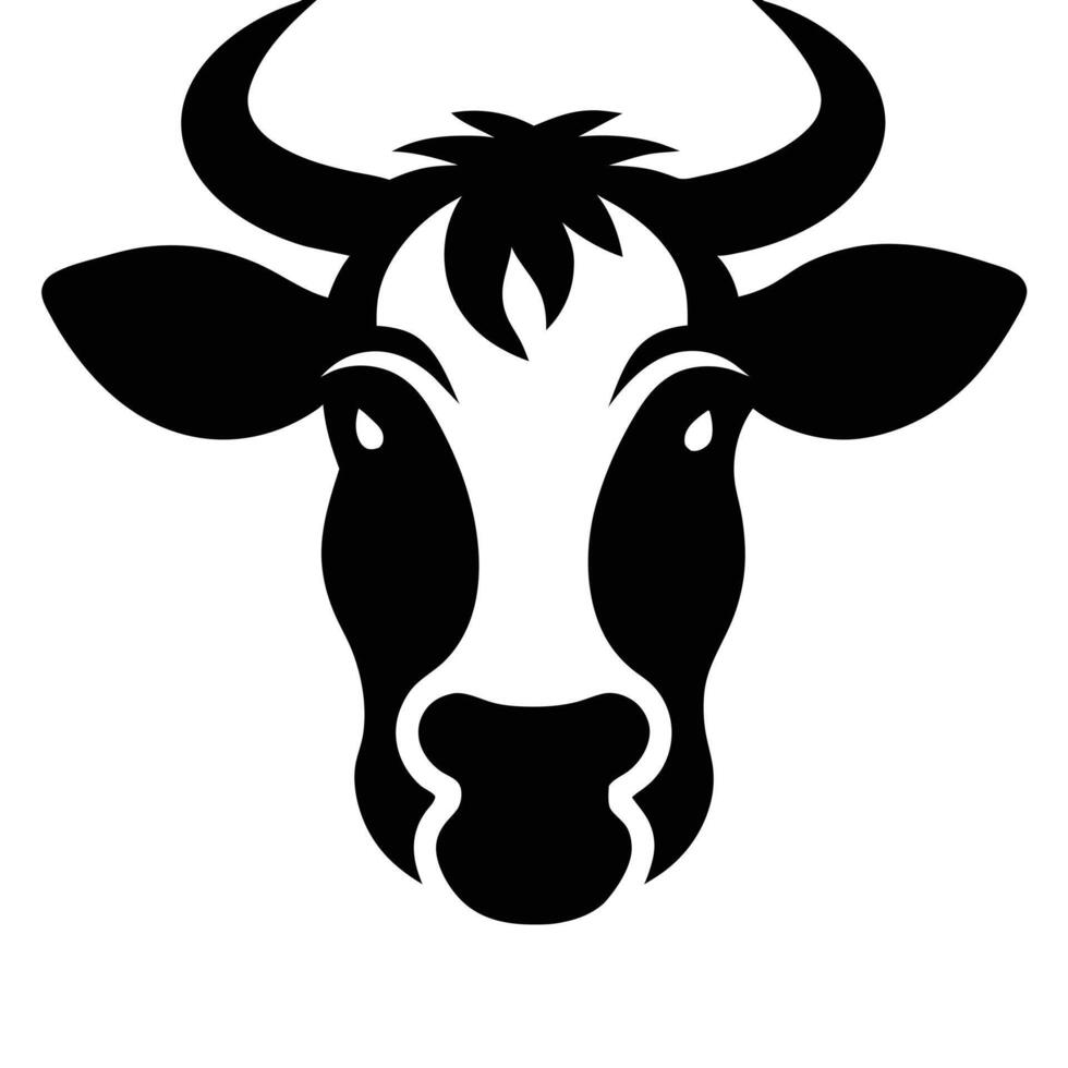 Cow Face silhouette white background vector