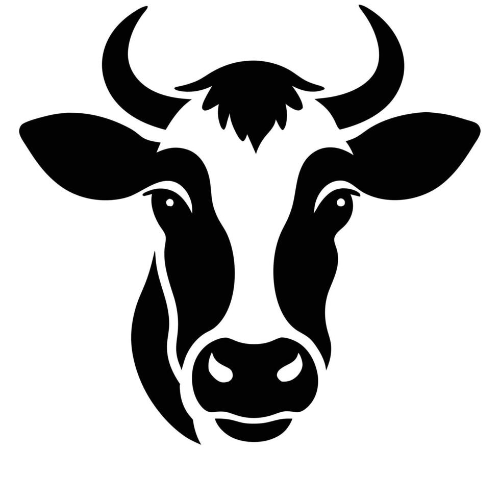 Cow Face silhouette white background vector