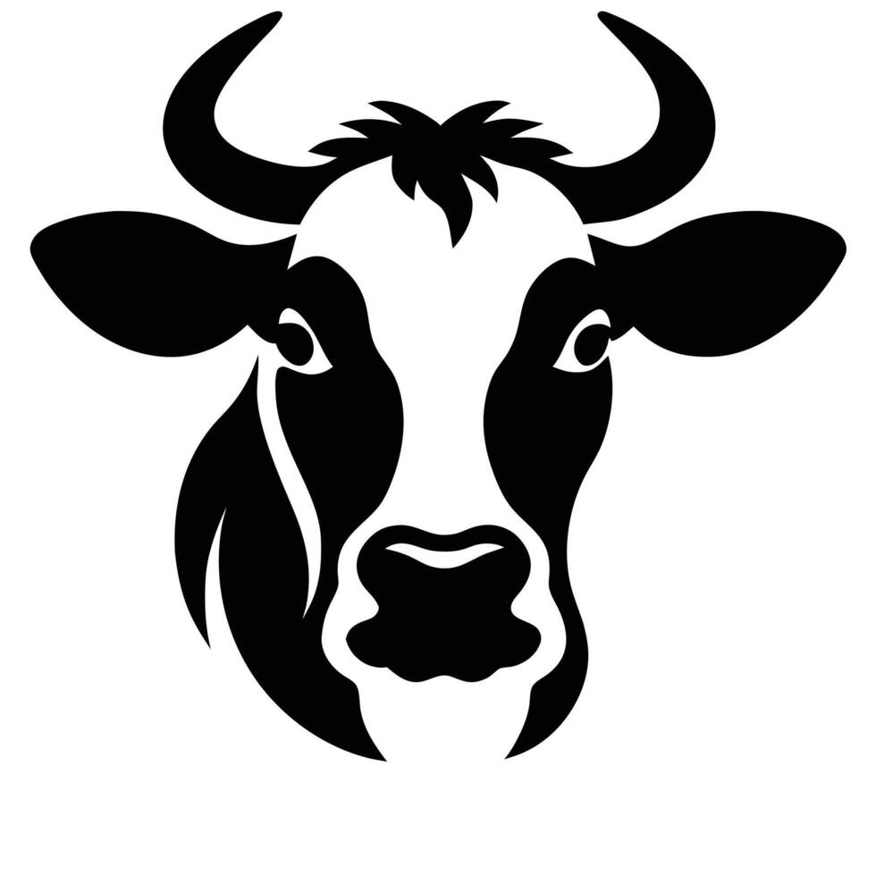 Cow Face silhouette white background vector