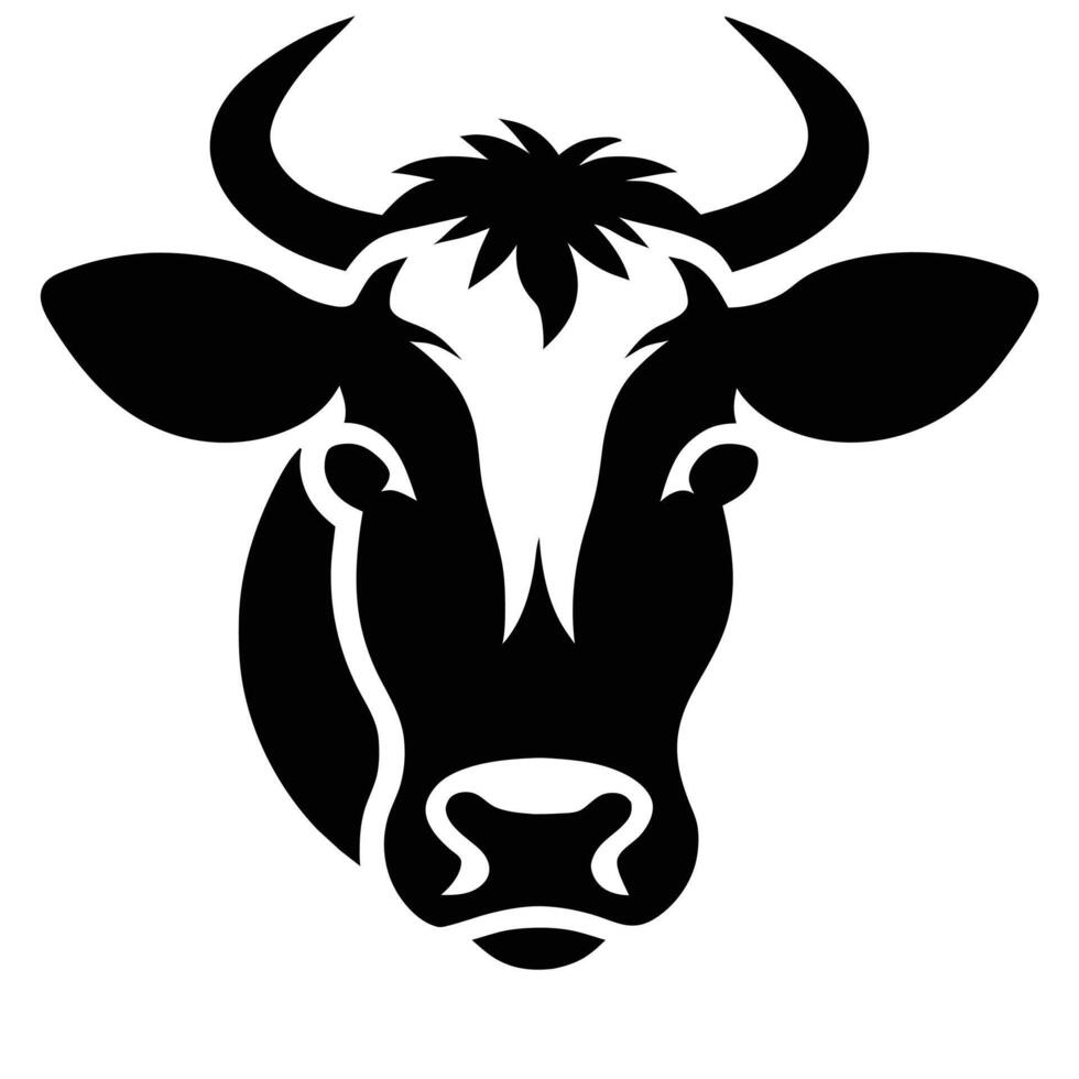 Cow Face silhouette white background vector