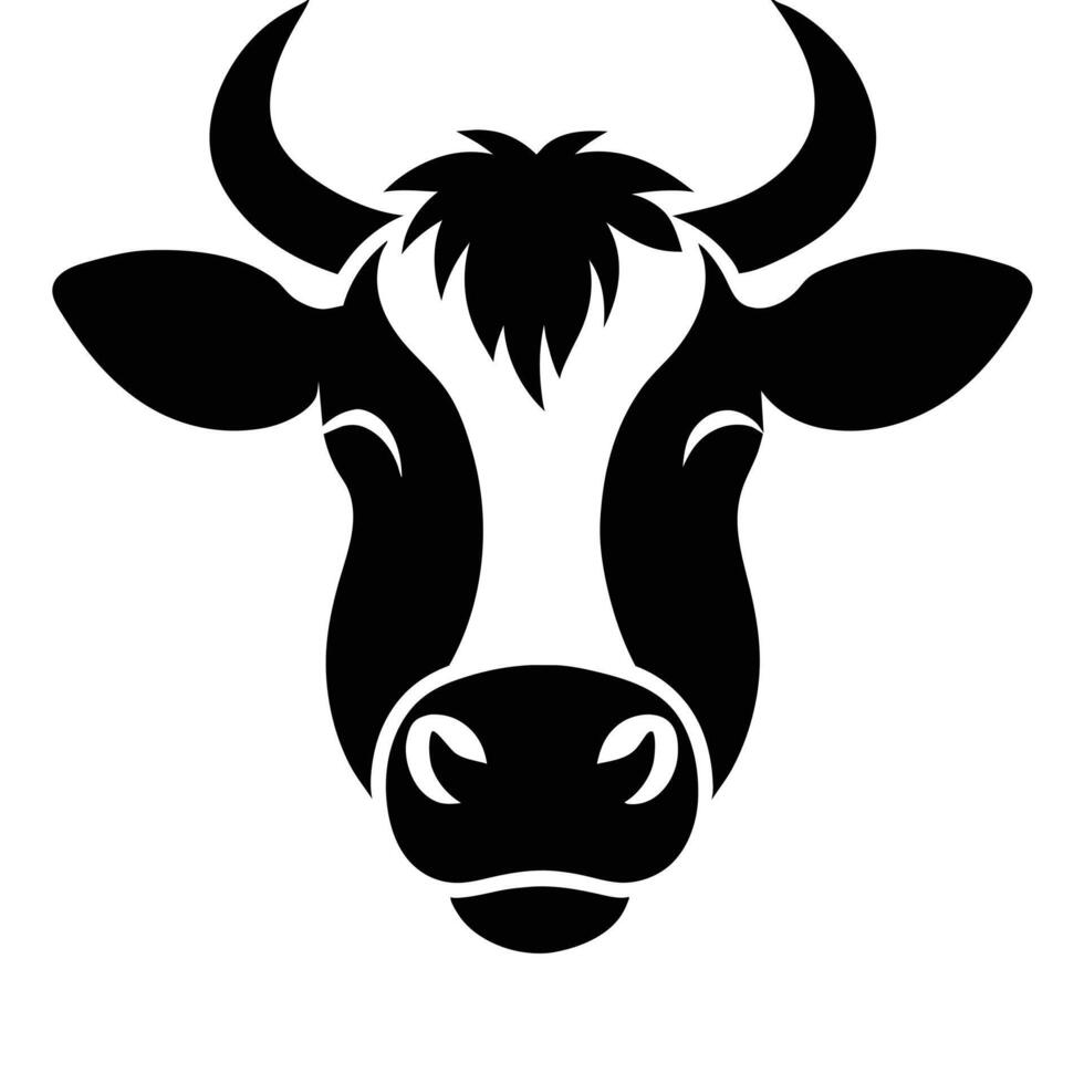 Cow Face silhouette white background vector