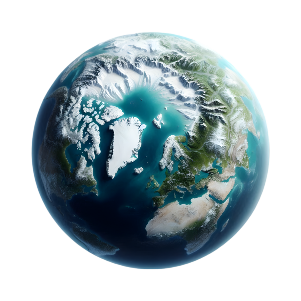 The earth is shown in a transparent background png