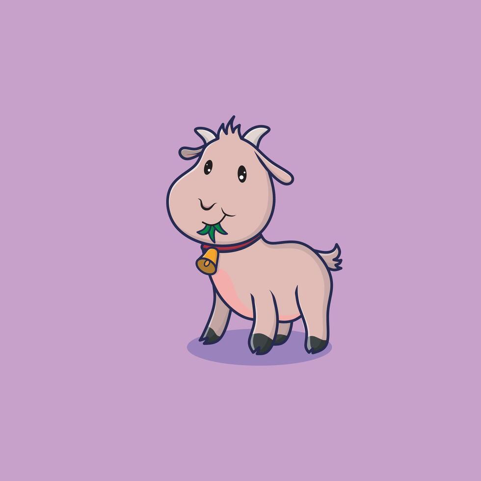 Cartoon goat isolated on purple background. illustration vector
