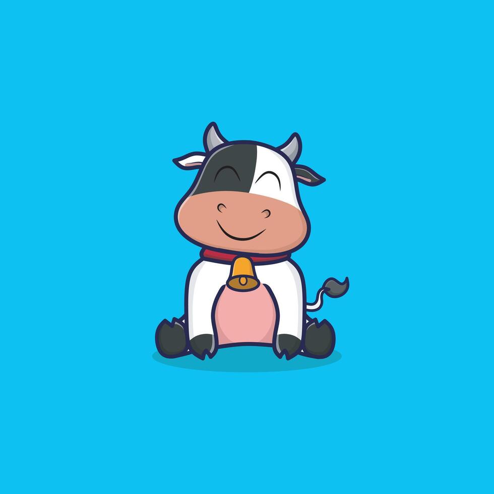 Cute Cow Sitting Cartoon Icon Illustration. Animal Nature Icon Concept Isolated Premium . vector
