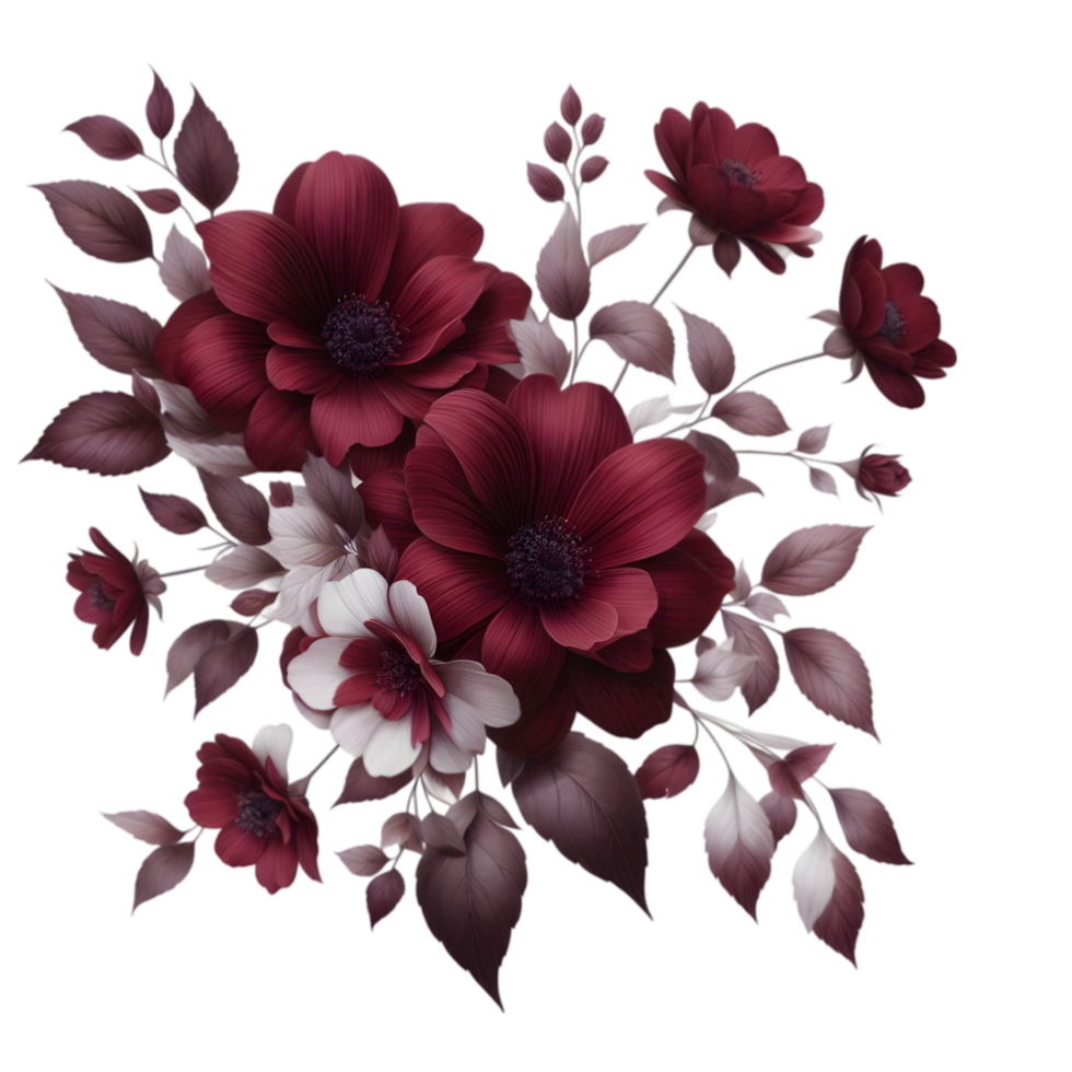 Bouquet of red flowers on a transparent background png