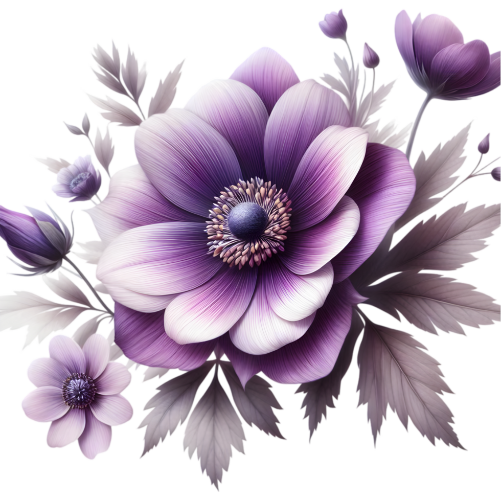 Purple flowers on transparent background png