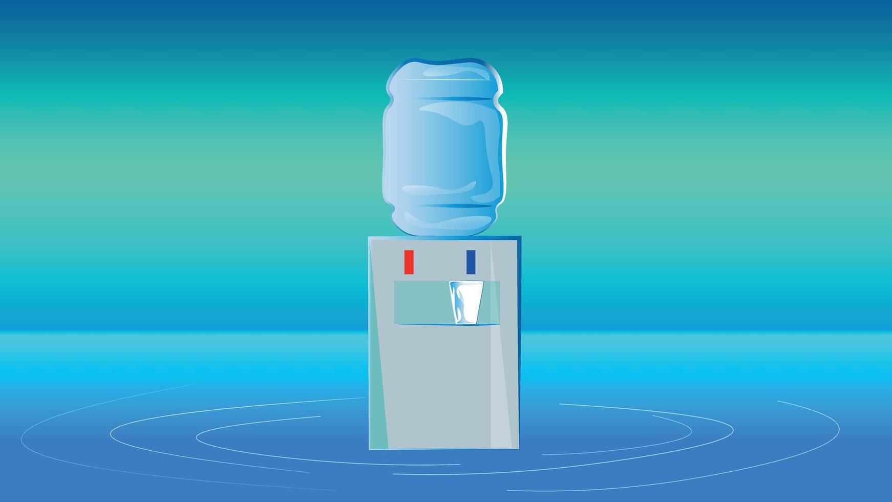 A water cooler stands on a water feature. Water is the most precious thing in this world for life. vector