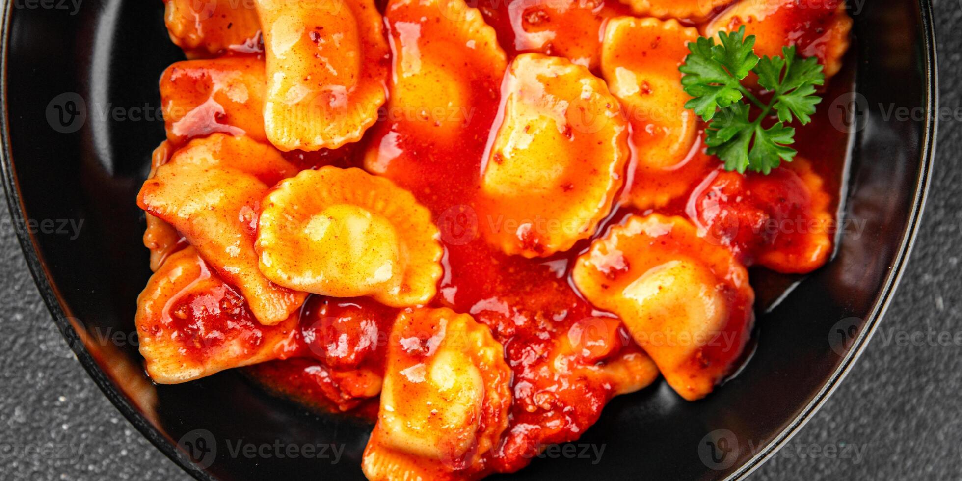 ravioli meat tomato sauce fresh cooking meal food snack on the table copy space food background rustic top view photo