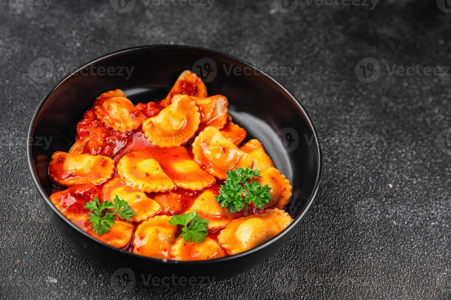 ravioli meat tomato sauce fresh cooking meal food snack on the table copy space food background rustic top view photo