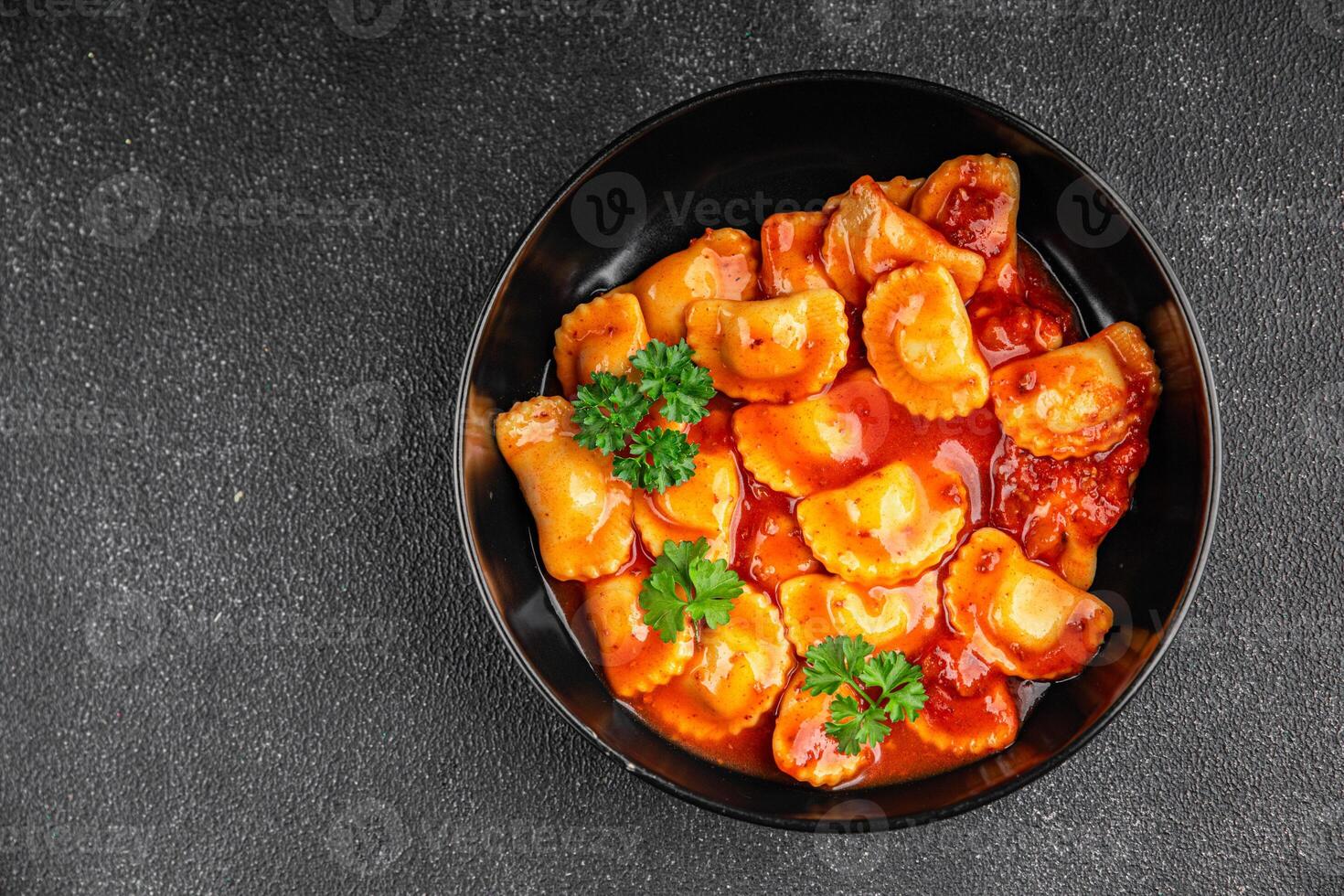 ravioli beef meat tomato sauce fresh cooking appetizer meal food snack on the table copy space food background rustic top view photo