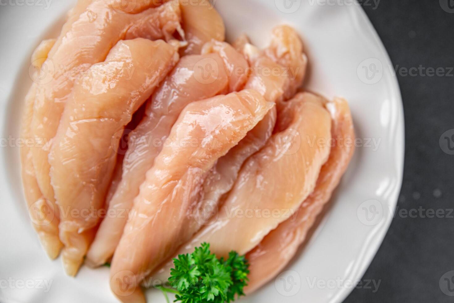 chicken meat raw aiguillettes fresh cooking meal food snack on the table copy space food background rustic photo