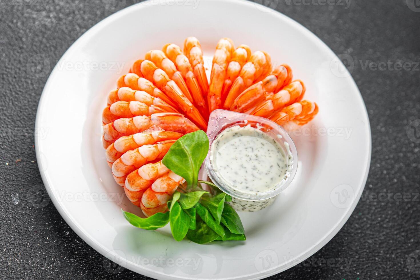 shrimp ready to eat fresh cooking appetizer meal food snack on the table copy space food background rustic photo