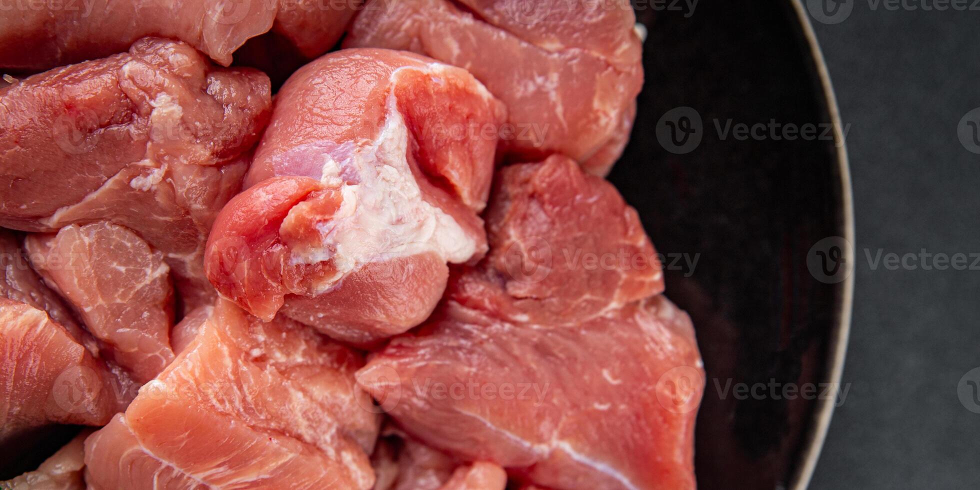 pork raw meat pulp fresh cooking meal food snack on the table copy space food background rustic top view photo